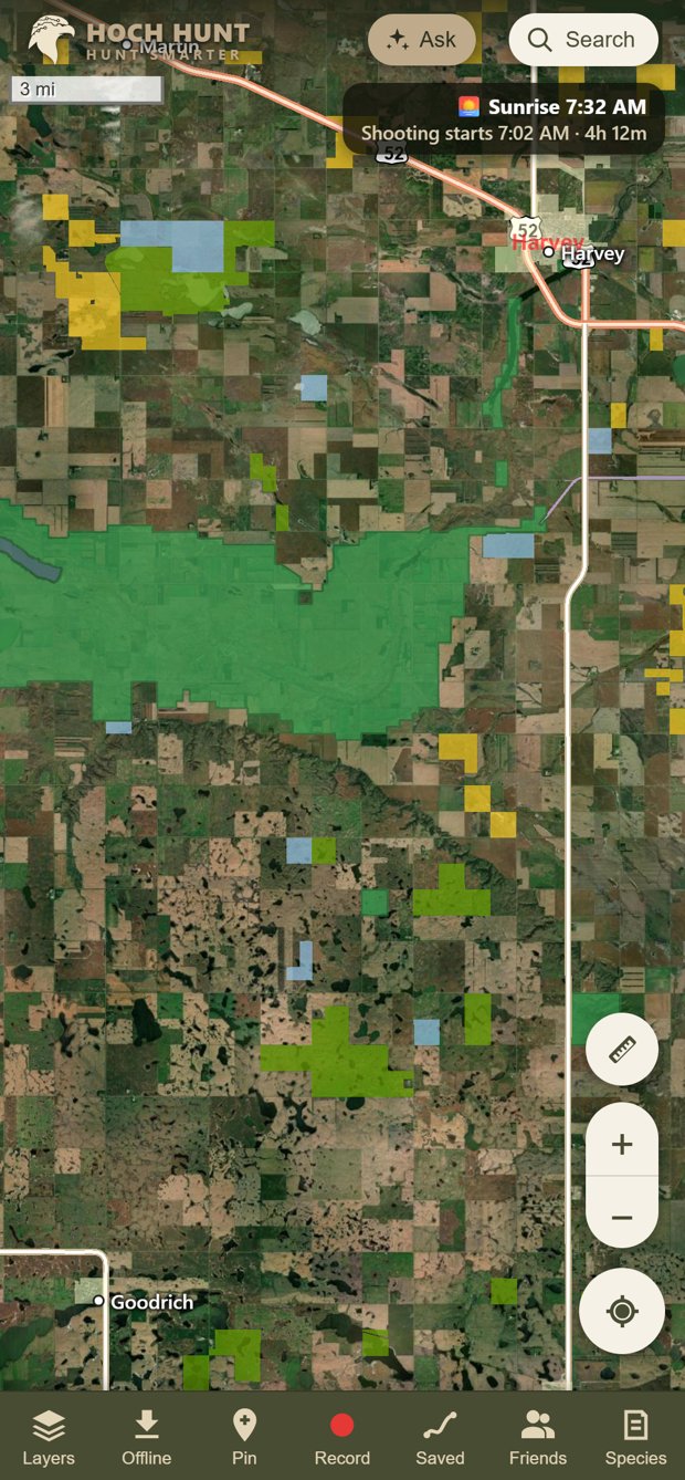 Map with Hoch Hunt public land and PLOTS layers